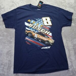 Mens Kyle Busch 8 Cheddars Nascar Racing T Shirt Size L Navy Blue